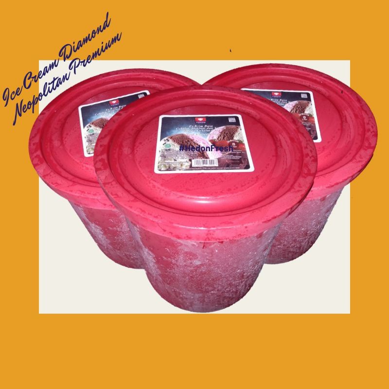 Ice Cream Diamond Neopolitan (mix 3 rasa) 8 Liter Premium