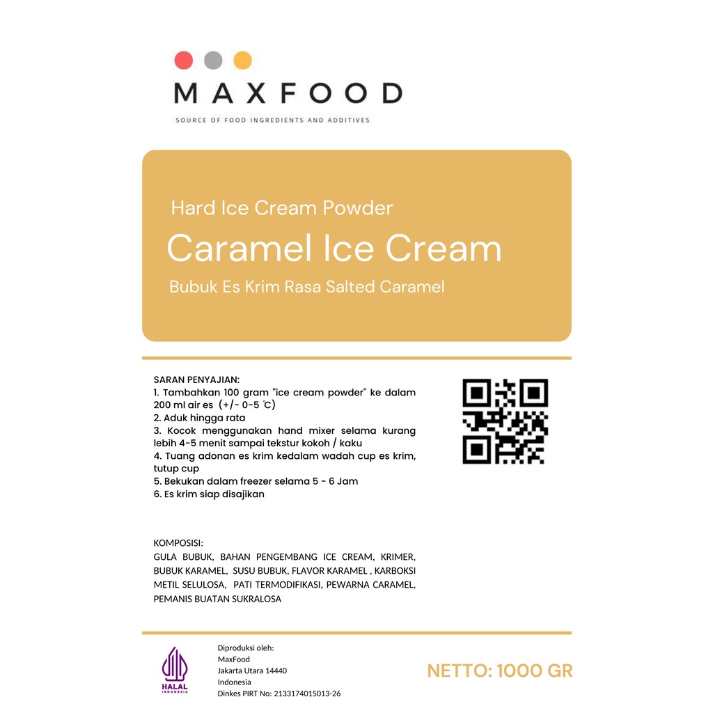 

Salted Caramel Ice Cream / Bubuk Hard Es Krim Salted Caramel 1 KG