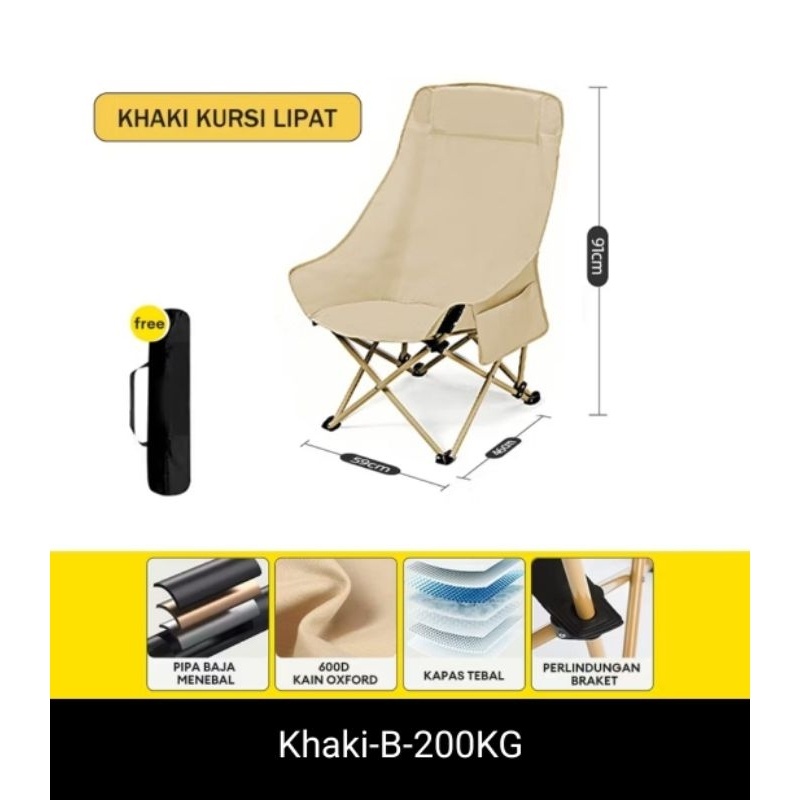 Meja lipat dan kursi lipat camping ukuran besar XL