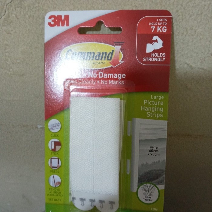 

SALE TERHOTT 3M COMMAND LARGE PICTURE HANGING STRIPS 17206-4 KAPASITAS 7.2KG READYY