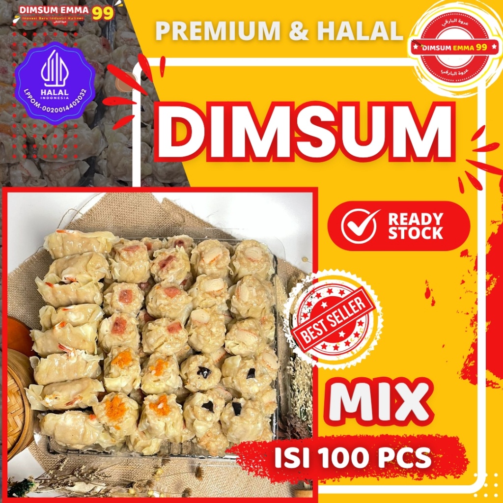 

Best Seller!! Dimsum Frozen Premium MIX isi 100 pcs Murah & Halal Free Saus Merah & Lada Hitam