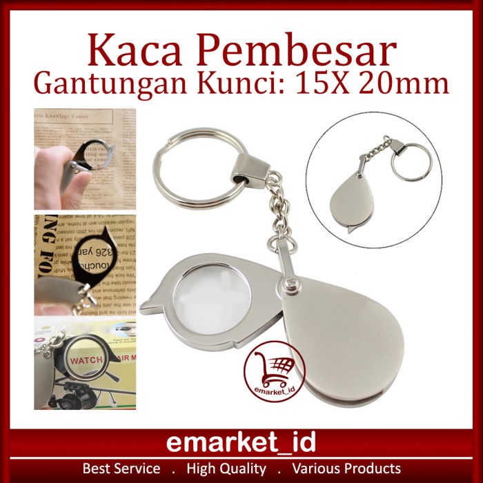 

ATKJaya- Kaca Pembesar Gantungan Kunci 15X 20mm AE71 / Lipat Stainless Mini