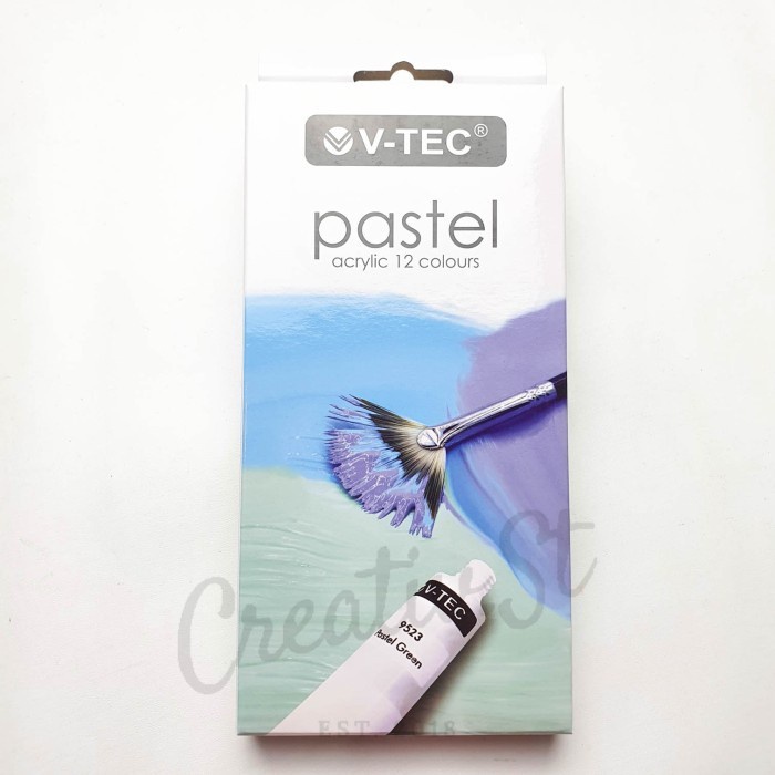 

ATKJaya- V-tec Cat Acrylic 12 Warna PASTEL Cat Akrilik Vtec Set Paint