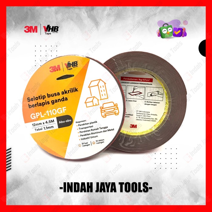

ATKJaya- Double Tape VHB 3M ORIGINAL 12mm x 4.5mm Busa Perekat