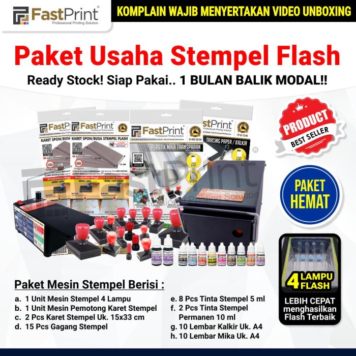 

ATKJaya- Paket Hemat Mesin Stempel Flash 4 Lampu Premium Bahan Pembuat Stempel