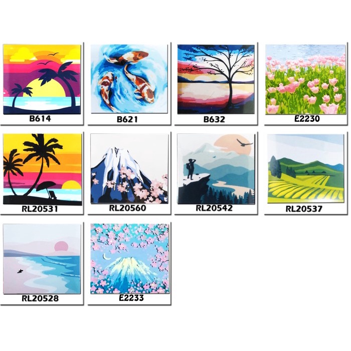 

ATKJaya- PAINTING BY NUMBER 20X20 CM PEMANDANGAN VIEW GUNUNG VILLAGE VINTAGE