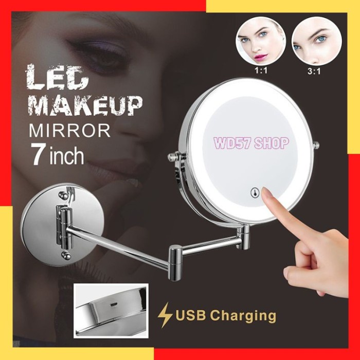 Cern Make Up Dinding Lampu Led Rror Kosmetik Rias Wajah Kaca Bulat