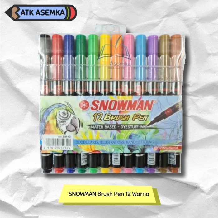 

SNOWMAN 12 BRUSHPEN / BRUSH PEN / KUAS KALIGRAFI WARNA 12