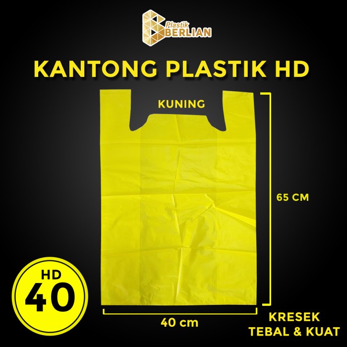 SOUVEN- Kantong Kresek Tebal Kuning ukuran 40 / Kantong Plastik HD 500 gram