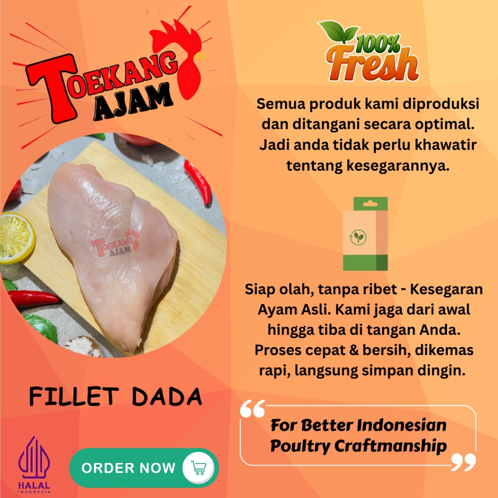 

Dada ayam tanpa tulang tanpa kulit / BLD / Skinless Boneless Breast / SBB / Fillet Dada
