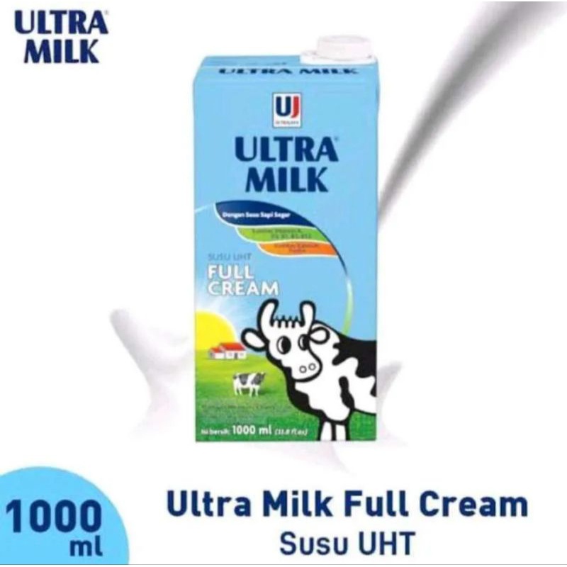 

Ultra Milk Full Cream 1000ml (1liter) 1 karton isi 12pcs