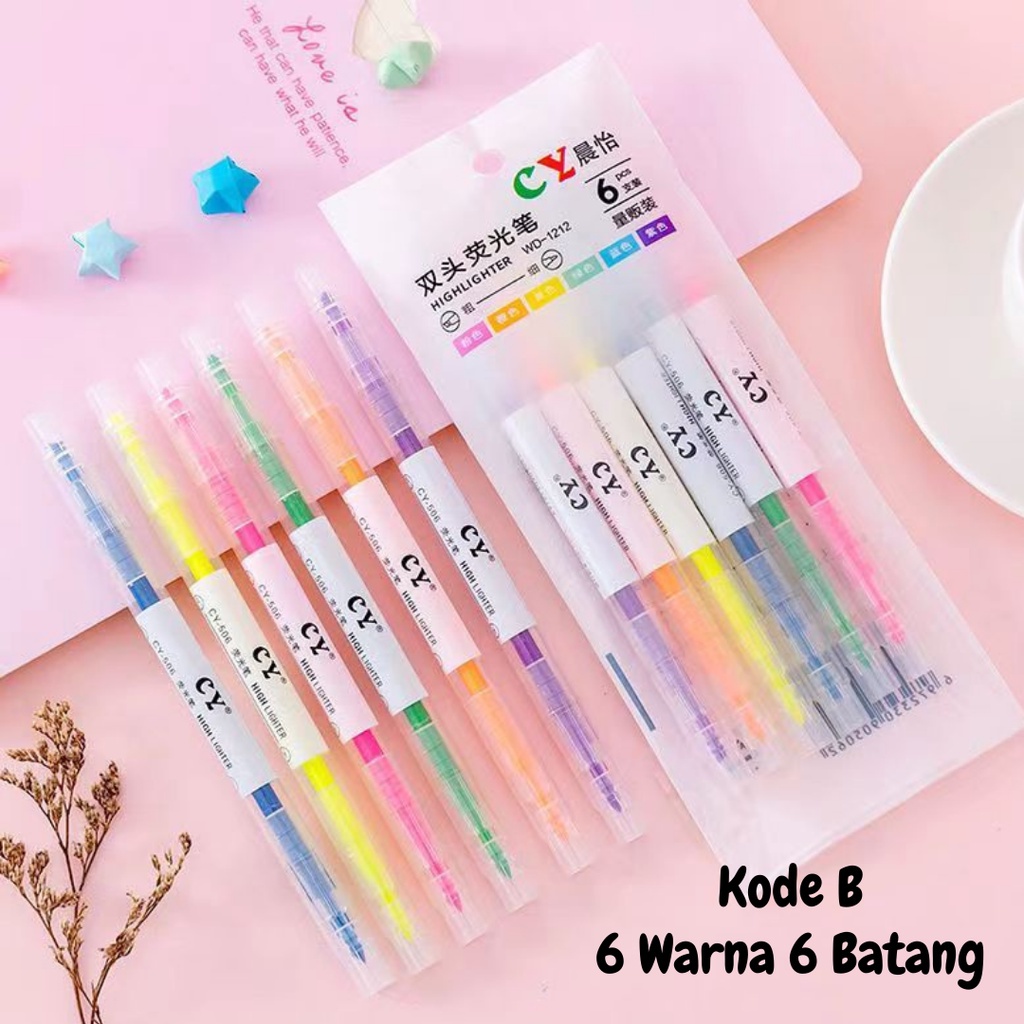

IK! 1 Set Stabilo Panjang Warna Warni 2 Sisi