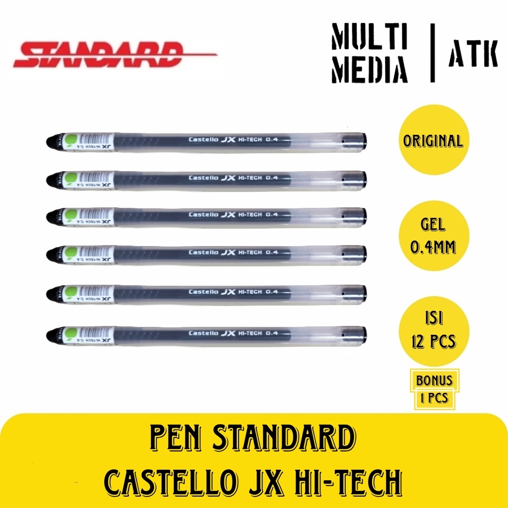 

IK! PEN STANDARD CASTELLO JX HI-TECH / PULPEN APEL HITECH GEL BLACK 0.4mm