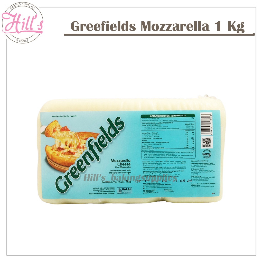 

MOZZARELLA CHEESE GREENFIELDS 1 Kg / KEJU MOZZARELA MOZARELA MOZZA GREENFIELD 1Kg 1000Gr
