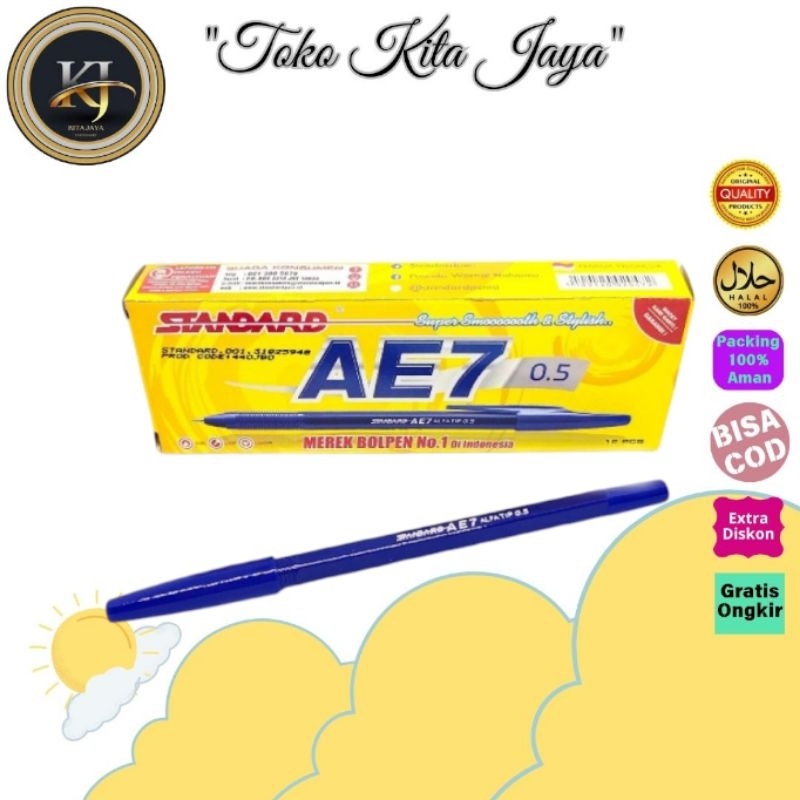 

Pulpen Pena Standard AE7 0,5mm - Merah, Hitam, Biru ( 1 Pack )