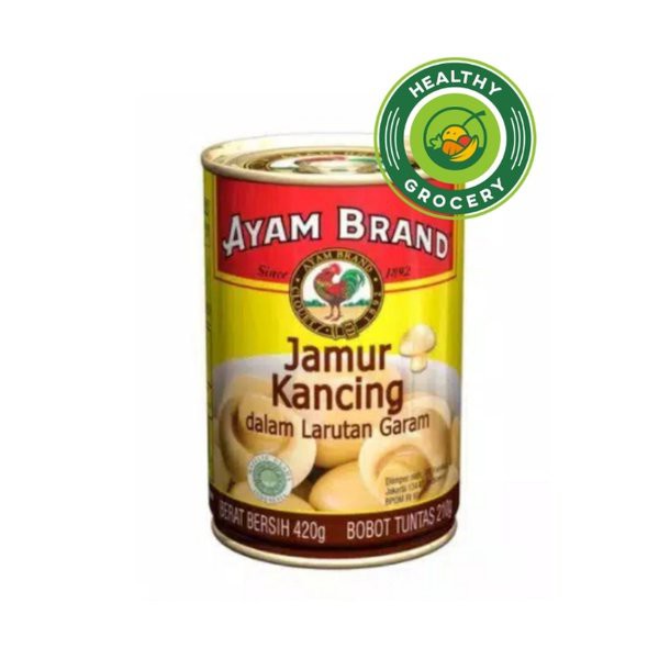 

Ayam Brand Whole Mushrooms in Brine 420gr Jamur Kancing Dalam Larutan Garam