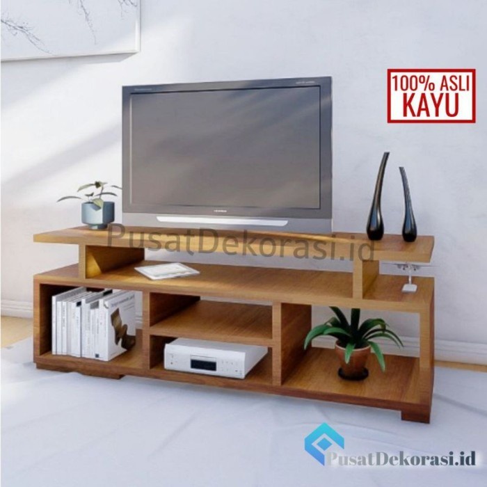Meja Tv Bahan Kayu Minimalis Modern Multifungsi Buat Tv 43 Inch