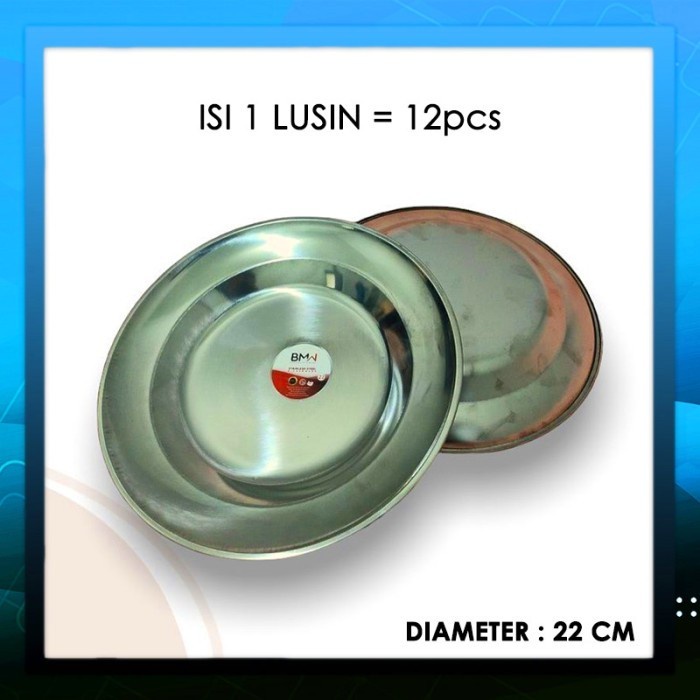1 Lusin Piring Makan Stainless Diameter 20 cm / 22 cm / 24 cm BMW