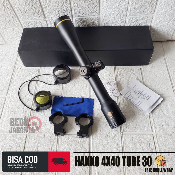 Terlaris Telescope HAKKO 4X40 Tube 30 Tahan Getar Ring Gold SALE