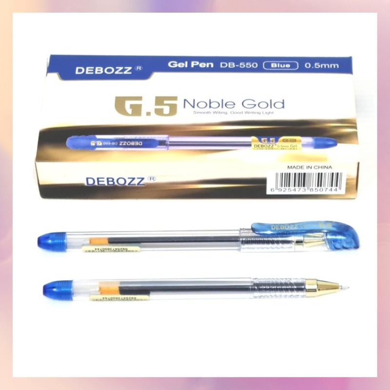 

[1 Lusin/ 12 Pcs] Pulpen Bolpen Gel Pen Debozz NobleGold DB-550 Hitam Biru 0.5mm