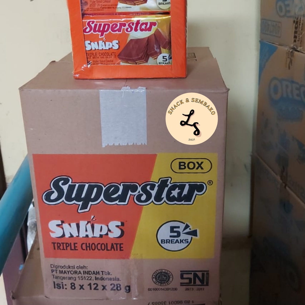 

HJ Superstar Snaps Wafer Cokelat 1 Box Isi 12 pcs @28gr