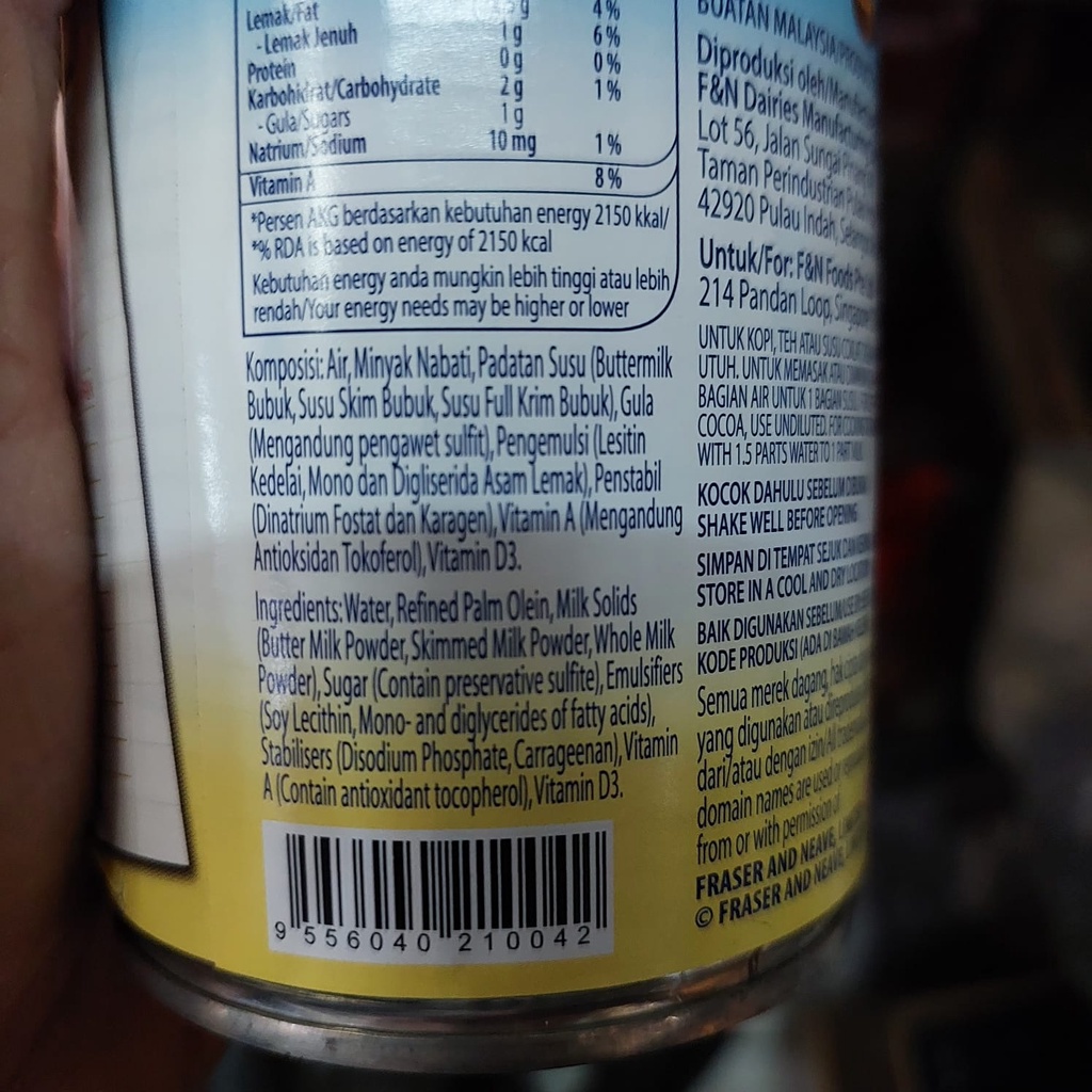 

Susu Cair F&N / FN Susu Evaporasi Kaleng 380 gram