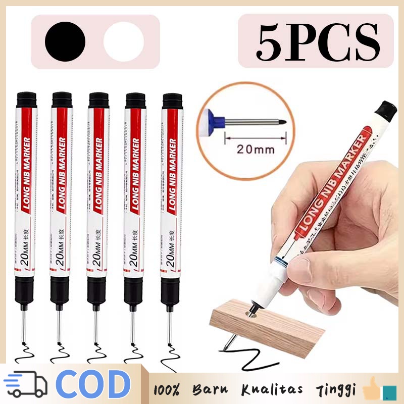 

5pcs Spidol Tukang Spidol Warna Warni Marker Long Head Marker Anti Air Spidol Tukang Kayu