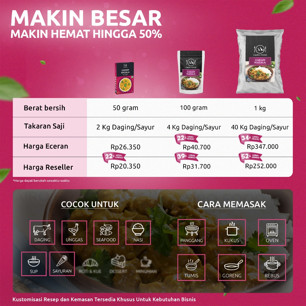 

Bumbu Garam Masala Sehat Tanpa MSG, 100% Rempah MurniCairoFood