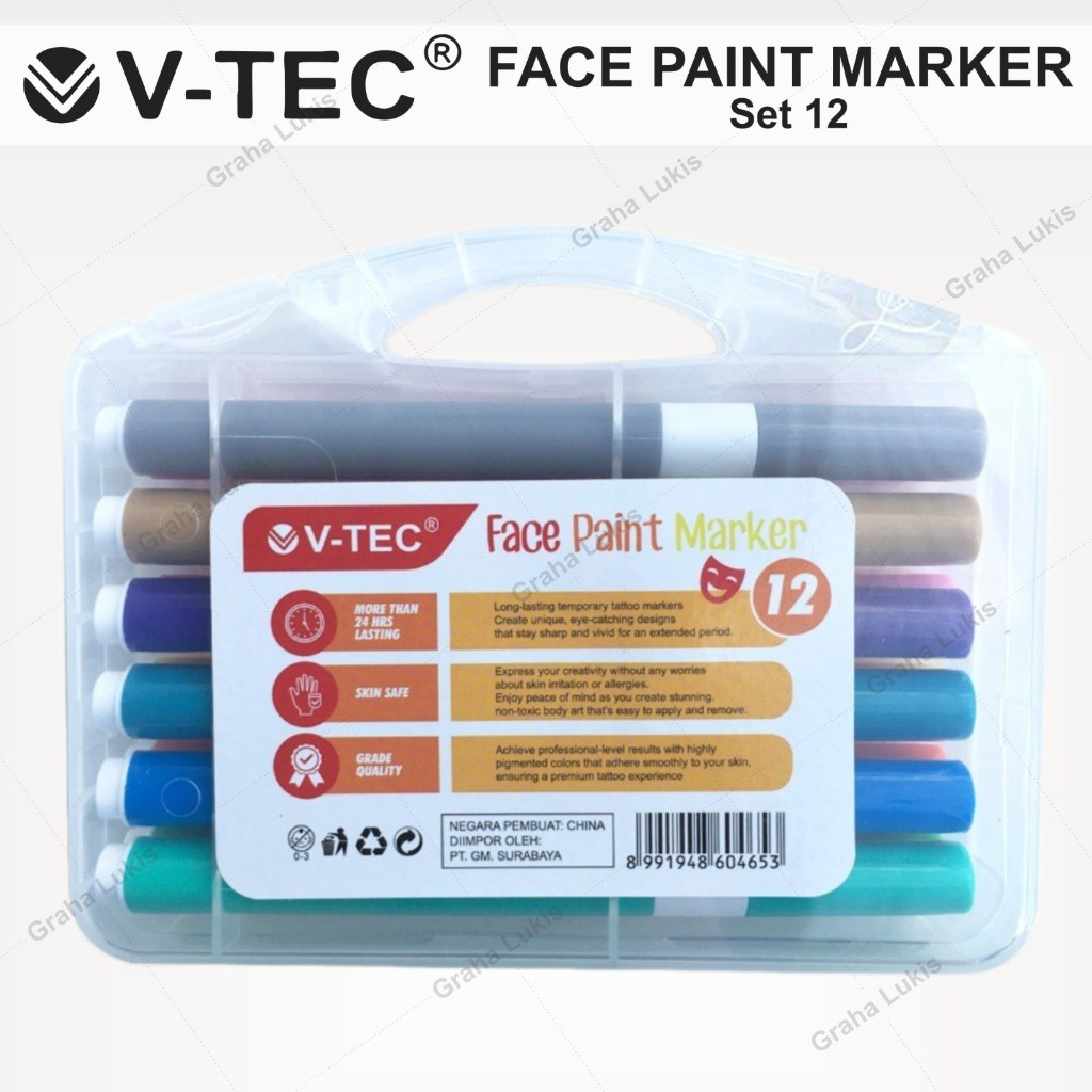 

V-Tec Face Paint Marker Set 12 - FPM 0367 B