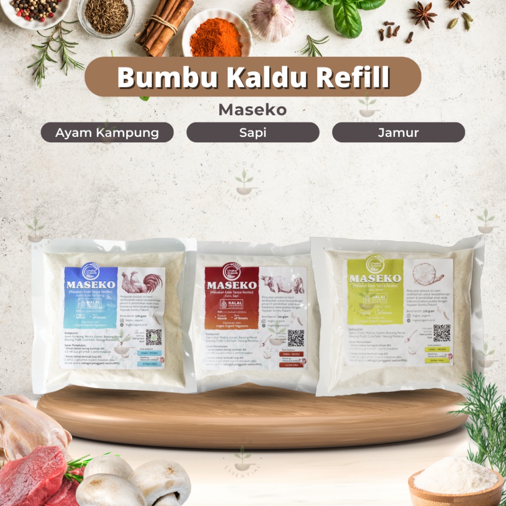 

Lingkar Organik Maseko Kaldu Ayam Kaldu Sapi Kaldu Jamur Non MSG 100gr REFILL - Kaldu MPASI