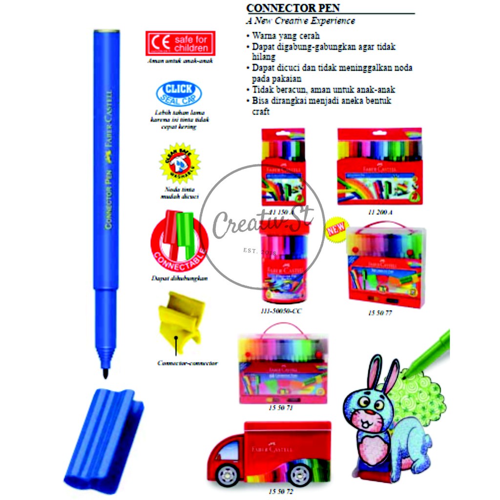 

FABER CASTELL Connector Pen 20 Spidol Warna Pulpen Warna