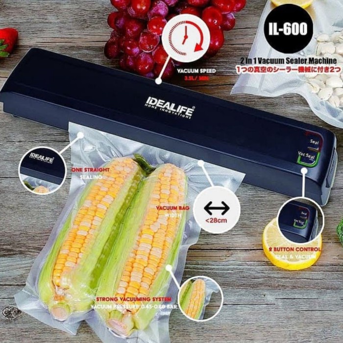 Menarik Idealife Il600 Vacuum Sealer Mesin Press Plastik Makanan Pres Vacum