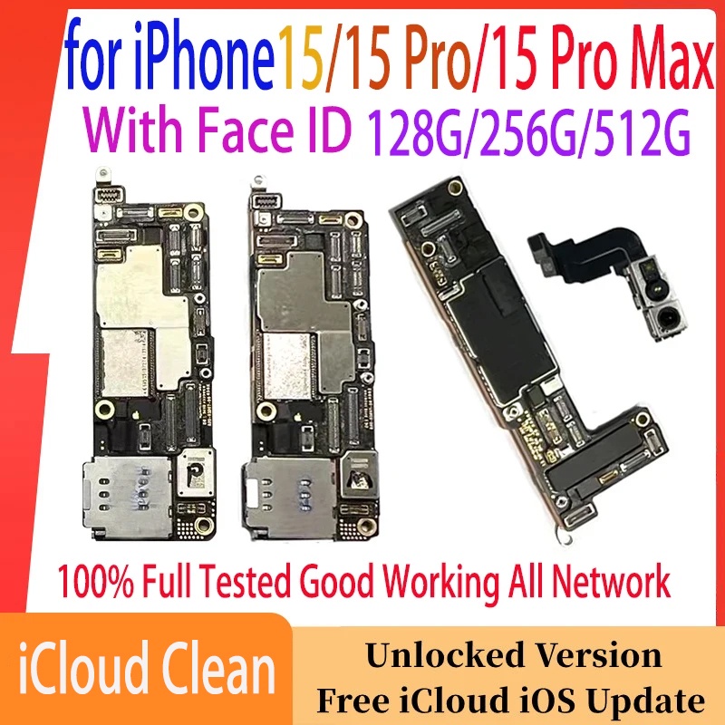 CC iPhone 15 Motherboard With Face ID Free iCloud Unlocked Logic Board Plate Clean iCloud Mainboard 