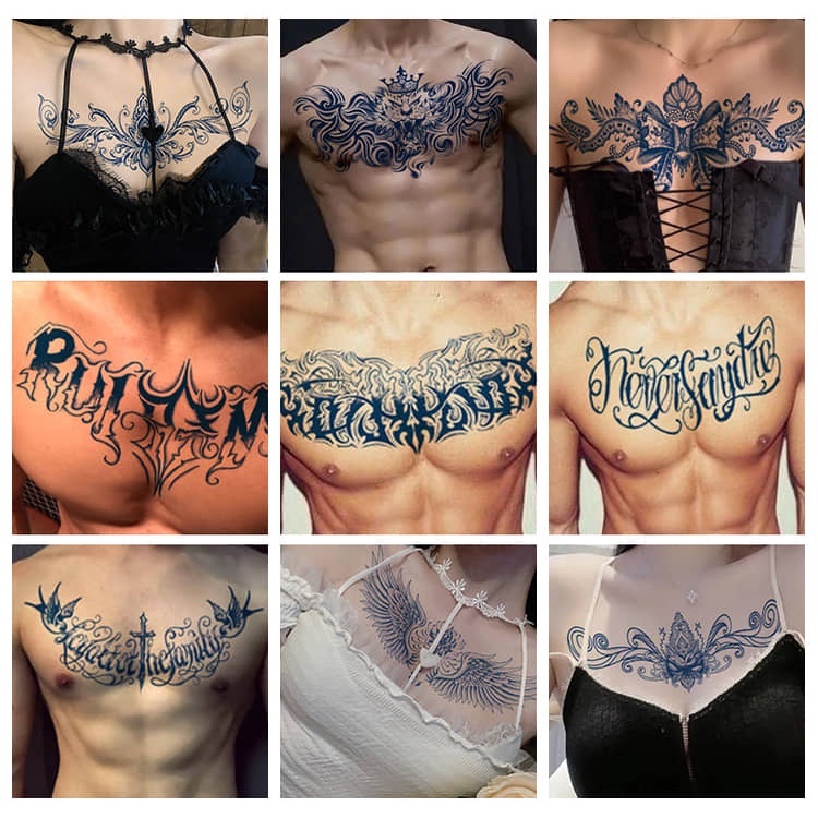 ACCMT- Tato Dada dan Punggung Awet Stiker Tato Tahan Air Tahan Lama Tato Ajaib