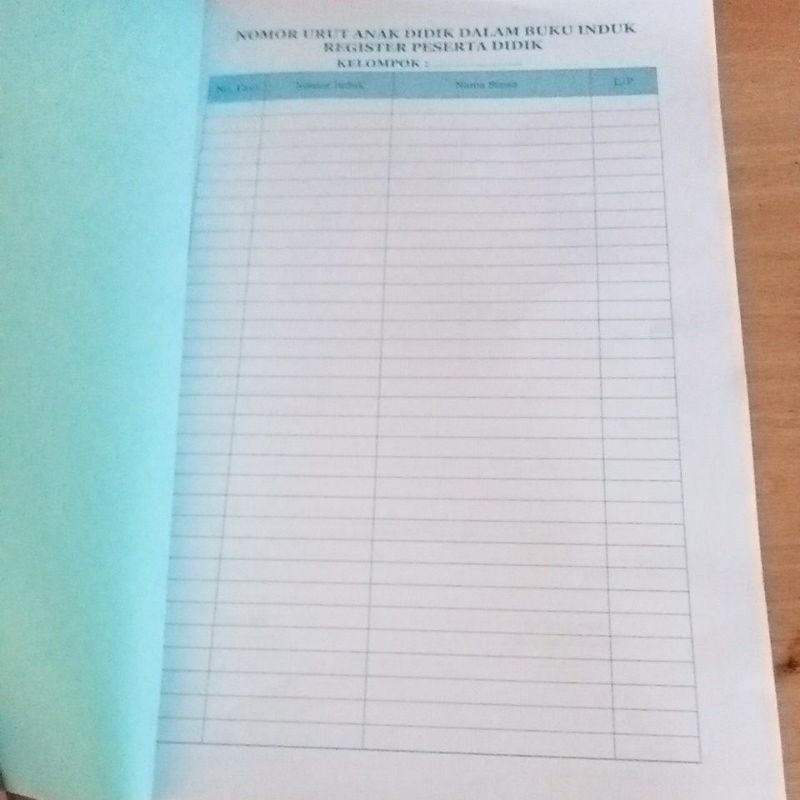 

BUKU INDUK REGISTER PESERTA DIDIK MDTA