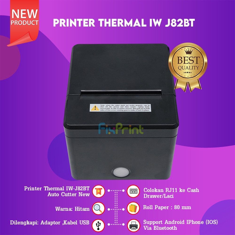 FixPrint Printer Thermal IWJ82BT 80MM IWare Auto Cutter Printer Kasir IWJ82BT USB Bluetooth Garansi