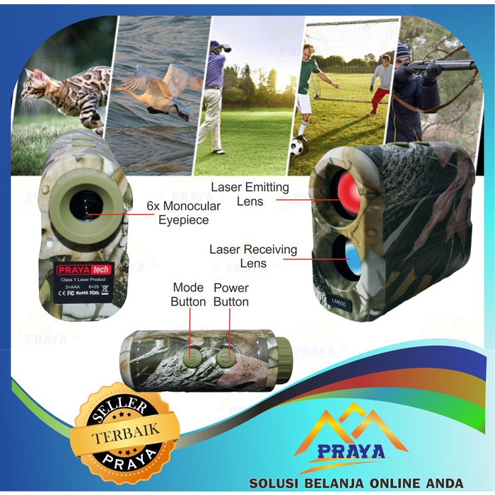 PRAYATECH rangefinder laser teropong ukur jarak range finder digital