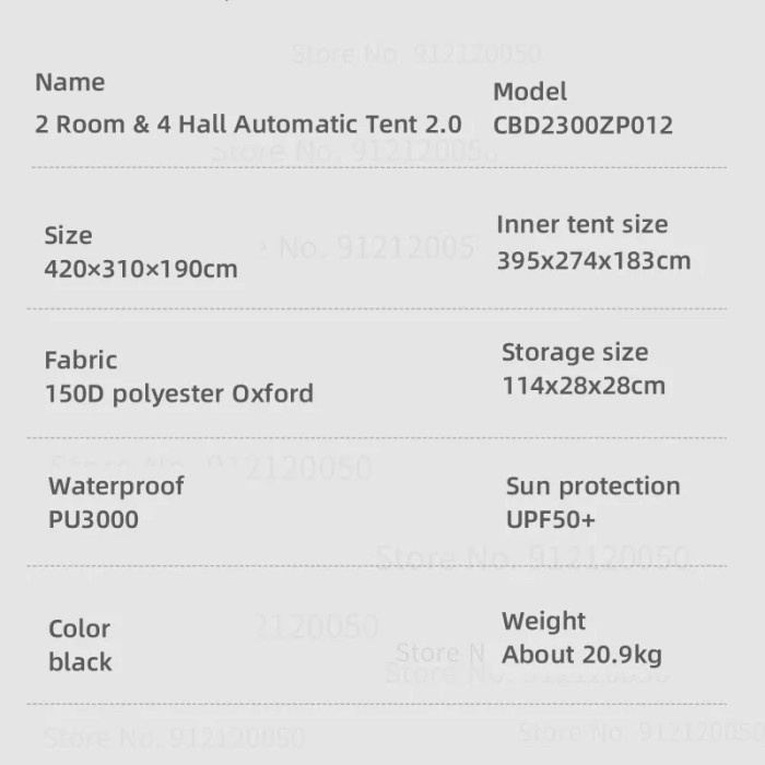 BLACKDOG Tunnel 13 Auto 2.0 Tenda Camping Hitam