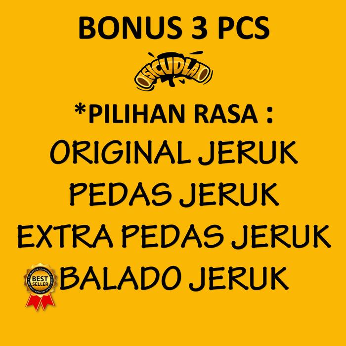 

BONUS 3 - PAKET 10 PCS MAKARONI BANTET SICUDLA 70 GRAM Cemilan Pedas