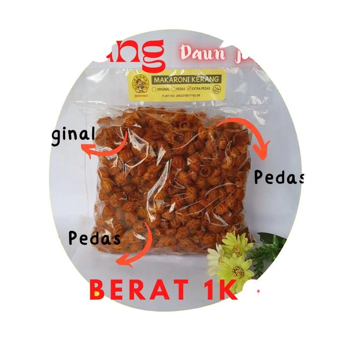 

1kg MAKARONI KERANG RENYAH DAUN JERUK Pedas Camilan Food Snacks Kering Keripik