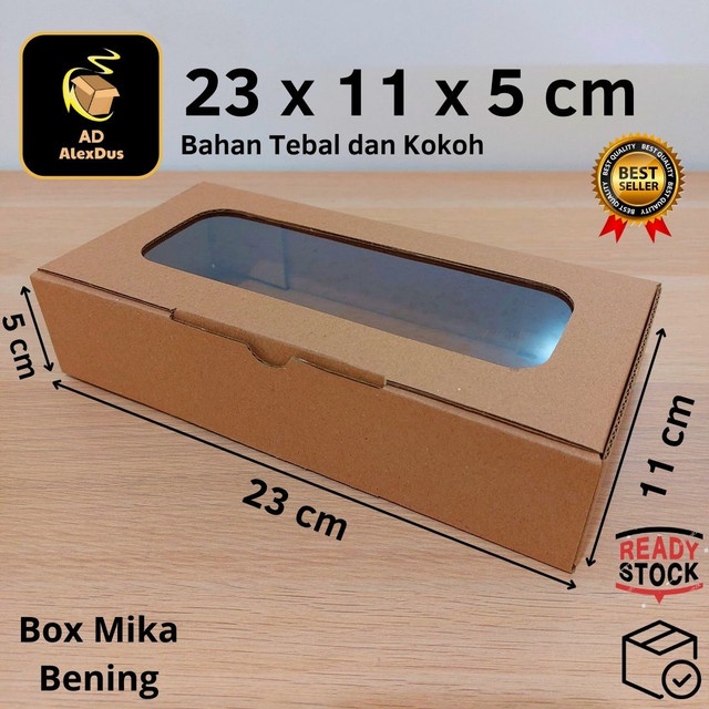

Kardus Mika 23 x 11 x 5 cm Model Diecut | Kotak Box Dus Hampers Kue Snack Parcel