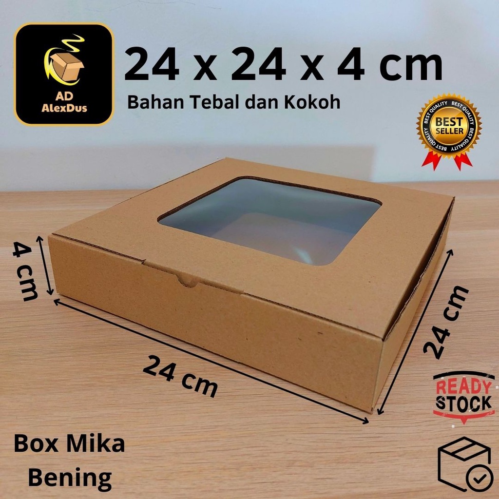 Kardus Mika 24 x 24 x 4 cm Model Diecut | Kotak Box Dus Hampers Kue Snack Parcel
