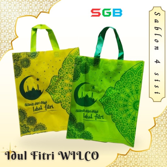 

pernakpernik- Harga perLusin (12pcs) Goodie Bag Handle Idul Fitri uk 38x45x8