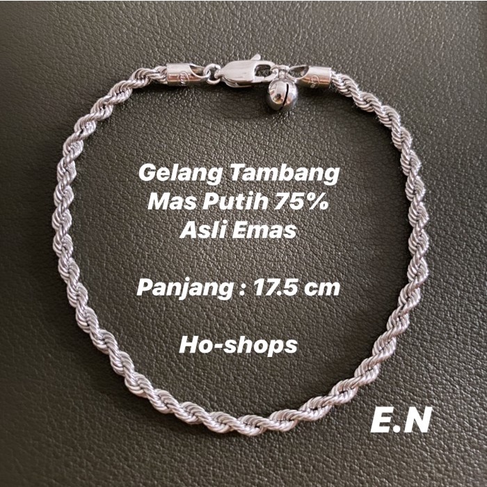 Gelang Tambang Mas Putih Kadar 75% Asli Emas