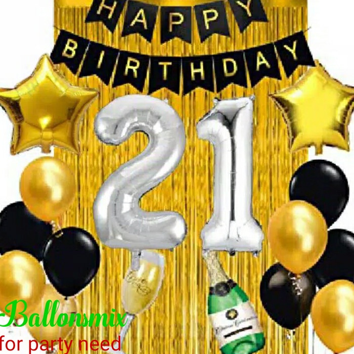 Balon Ulang Tahun Gold/Balon Dekorasi Set/Balon Foil/Balon Huruf