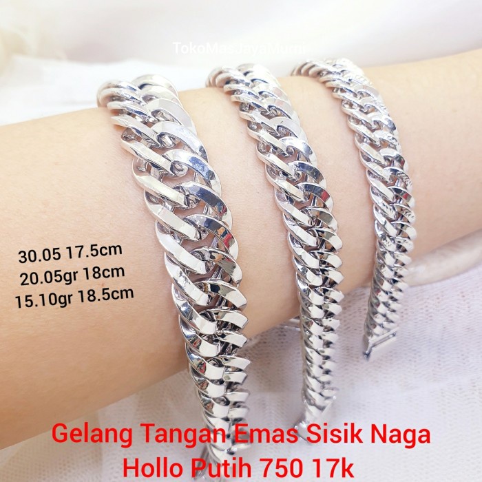 Gelang Emas Sisik Naga Putih 750 Hollo HWT