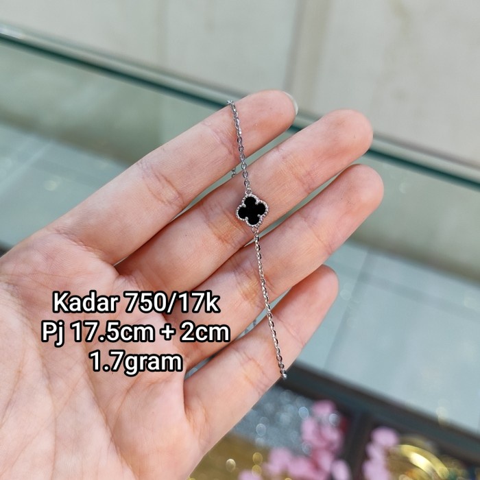 GELANG EMAS PUTIH 750 17K GELANG VC GELANG CLOVER MAS PUTIH