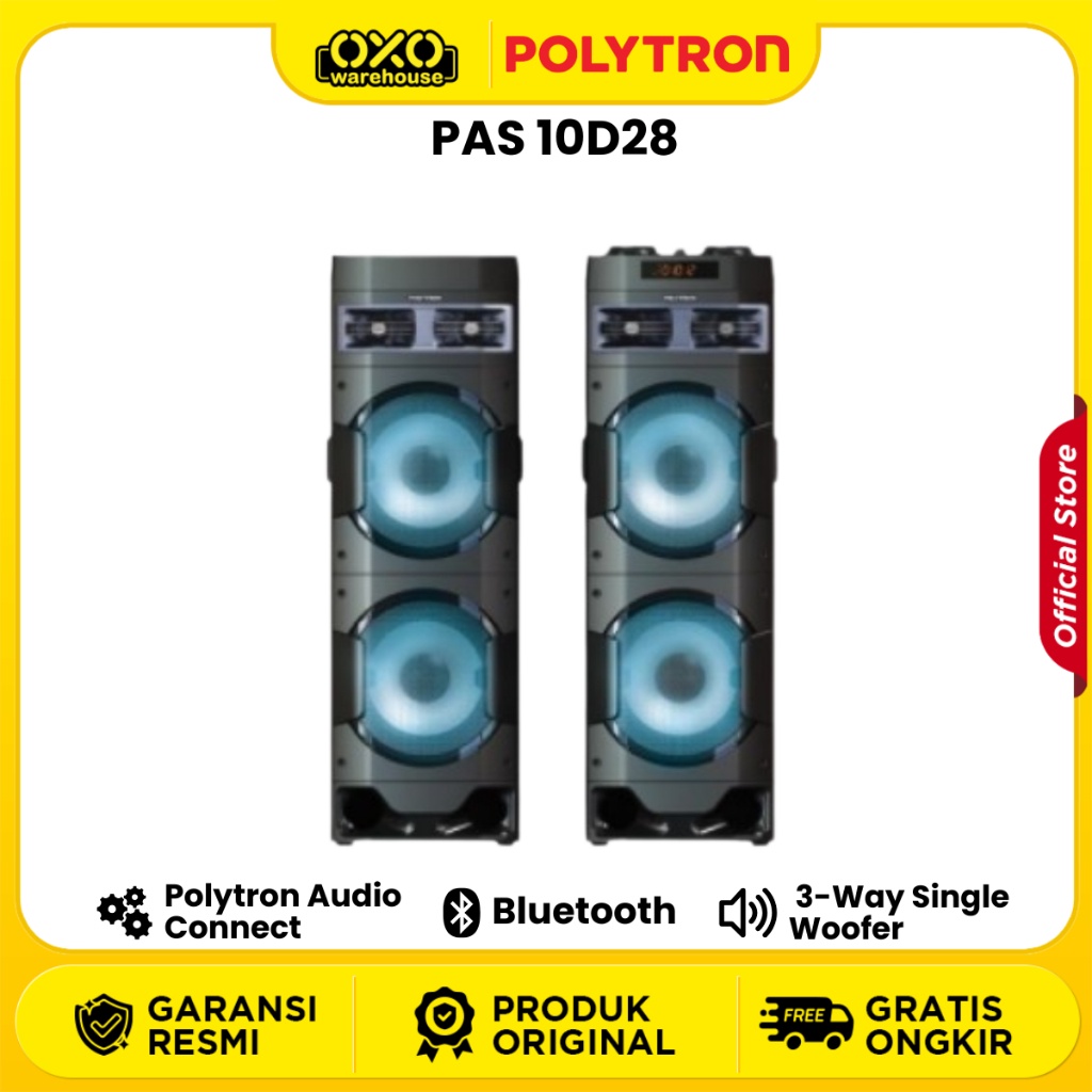 POLYTRON Speaker Aktif 10 inch PAS 10D28 Bluetooth 3 Way Speaker System Garansi