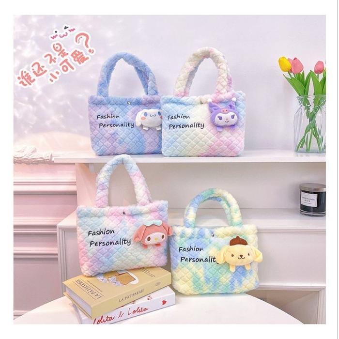 TAS BULU PELANGI KARAKTER SANRIO TAS BULU PELANGI CINAMOROLL TAS BULU PELANGI TAS BULU KUROMI TAS