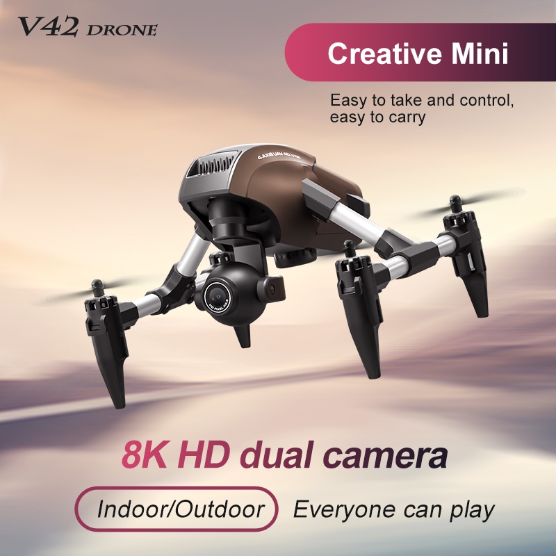4Drc New V42 Mini Drone Professinal 8K Hd Dual Camera Fpv Wifi Optical Flow Localization Altitude